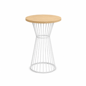 Wire Bar Table - White - Timber Top